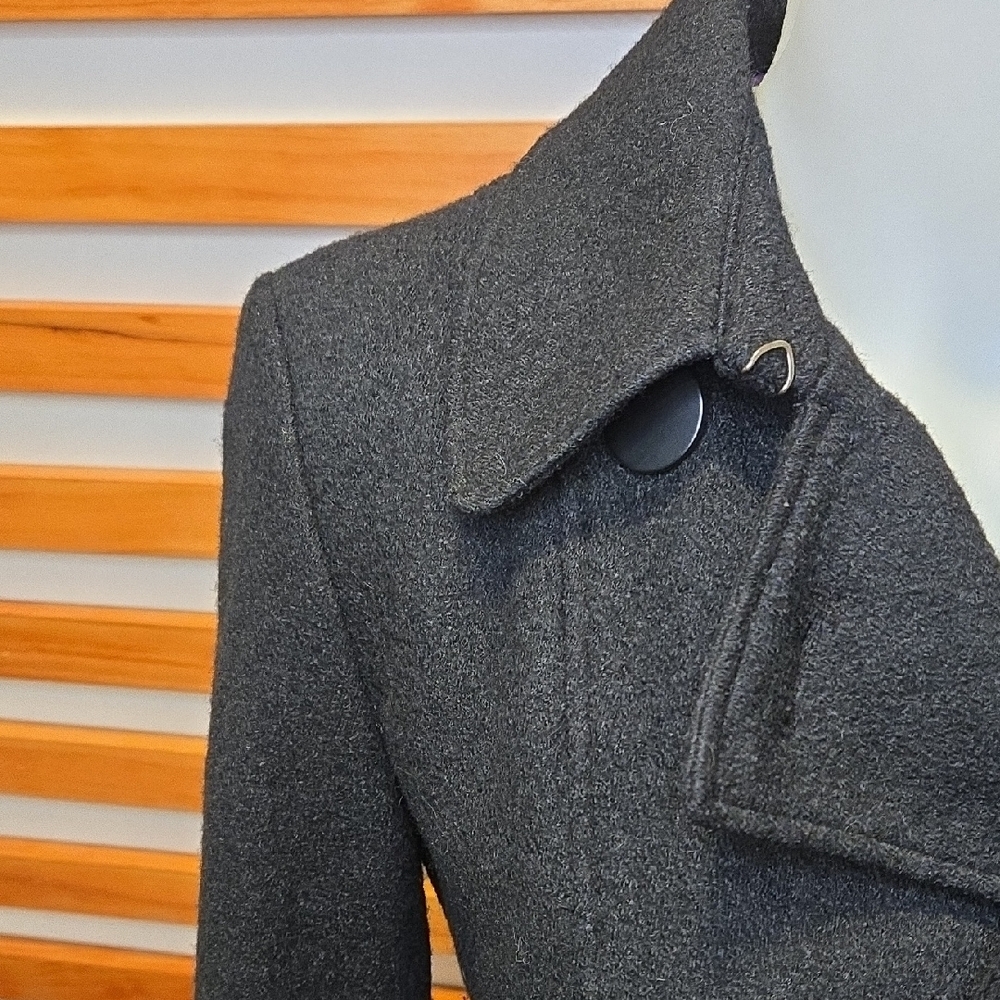 Seven7‎ Black Wool Blend Cropped Peacoat Jacket XS - Picture 2 of 8